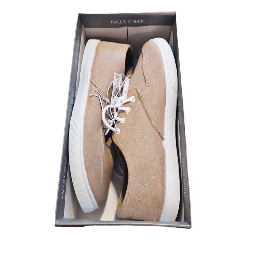 New Men Casual Beige Canvas Shoes Size 12